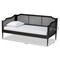 Baxton Studio Hancock Mid-Century Charcoal Finished Wood and Synthetic Rattan Twin Size Daybed 195-11518-ZORO - alternate 7